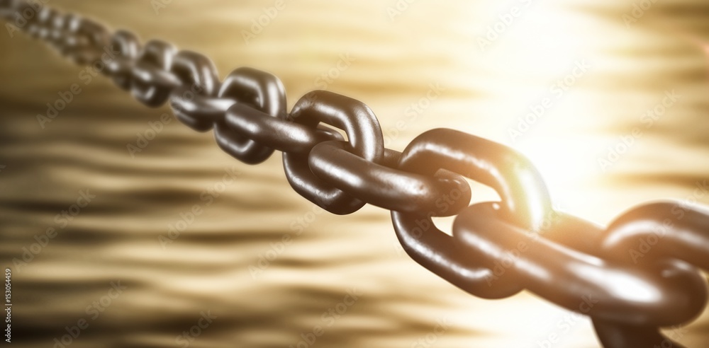 Poster composite image of 3d image of weathered metallic chain