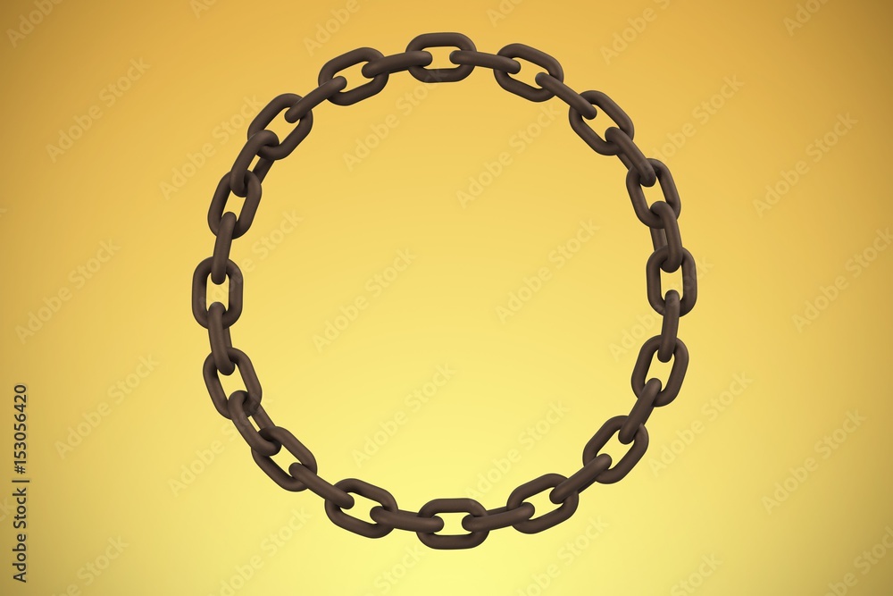 Poster composite image of closeup 3d image of circular metallic chain