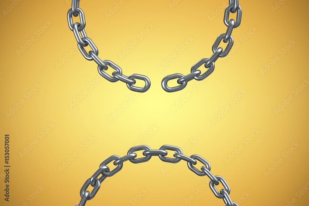 Poster composite image of 3d image of broken silver chain