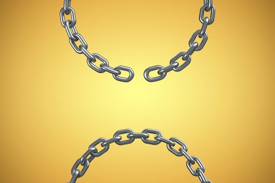 Composite image of 3d image of broken silver chain