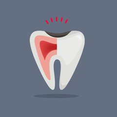 Ill tooth vector illustration