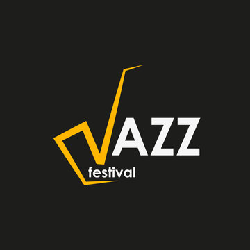 Jazz festival vector logo isolated on black background.