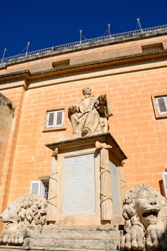 Statue of Joseph Nicolai Zamitt Melitensas in Upper Barrakka Gardens, Valletta, Malta.