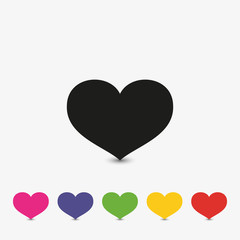 Set of hearts vector icon. Love symbol flat illustration.