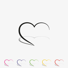Set of outline hearts vector icon. Love symbol flat illustration.