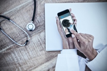 Composite image of pretty brunette with neck injury