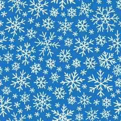 Fototapeta na wymiar Christmas seamless doodle pattern with snowflakes
