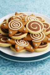 Iced Star Gingerbread Cookies and Chocolate and Vanilla Pinwheels