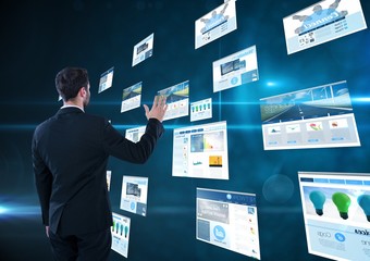 panels with websites dark blue background. 
