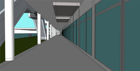 sketch design of interior hall, vector