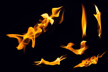 Fire flames on black background,Flames of Fire in a fireplace,fire flame,fire flame close up
