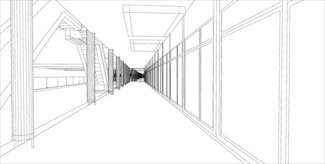 sketch design of interior hall, vector