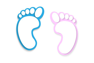 Feet, prints foots on a white background
