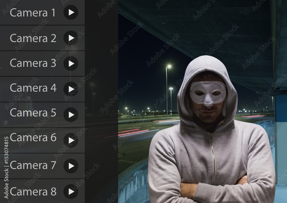 Poster criminal man on security camera app interface