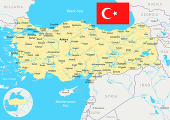 Turkey - map and flag – illustration