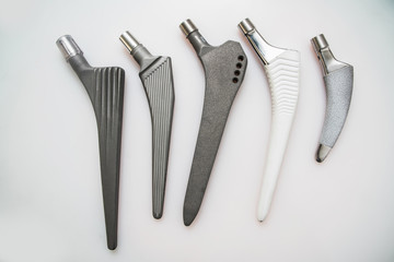 close up of lots of parts for transplantation of the joints of the feet lie