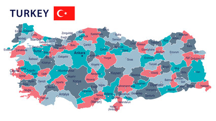 Turkey - map and flag – illustration