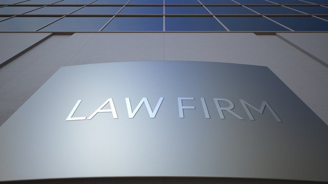 Abstract Law Firm Signage Board. Modern Office Building. 3D Rendering