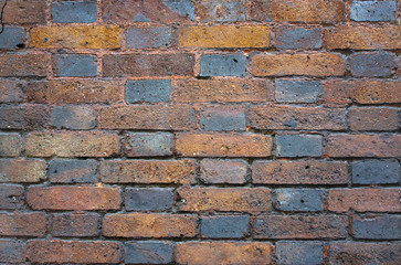 Brown vintage brick wall, large background, texture. Factory wall, industrial building