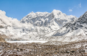 View from the Chhukhung Ri on the Amphulapche peak and Imja Tsho - Everest region, Nepal, Himalayas