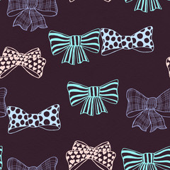 Seamless pattern with skerchy bows