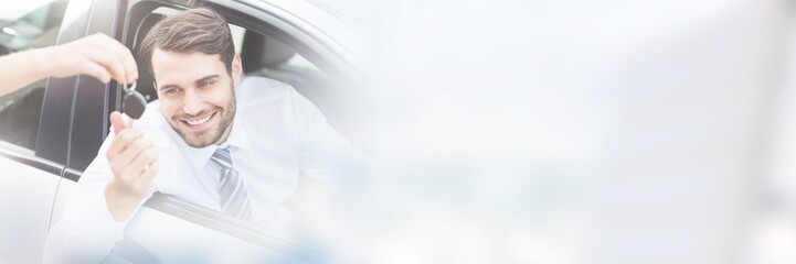 Businessman getting his new car key