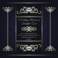 Wedding invitation with frame on seamless background. Luxury design. Place for text