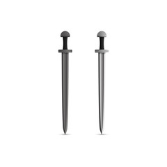 Two realistic 3d swords vector illustration.