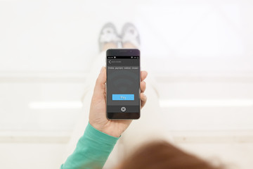 Online payment by smartphone concept. 