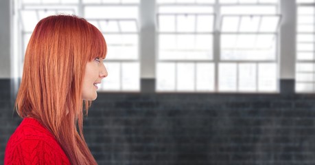 Side view of female hipster with redhead