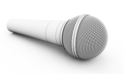 Blank microphone set. 3d render illustration isolated on the white background. Speaker and karaoke concept.