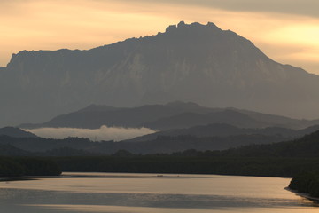 Sunrise at Mengkabong river, Sabah, Borneo, Asia
