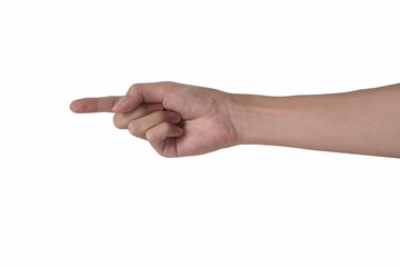 man hand pointing isolated with white background