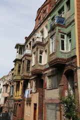 Fototapeta na wymiar Old Buildings in Balat District, Istanbul