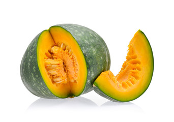 Green pumpkin isolated on white background