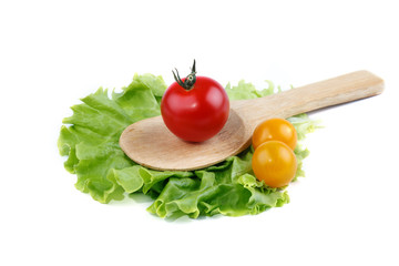 Red ripe tomatoes on a white background.