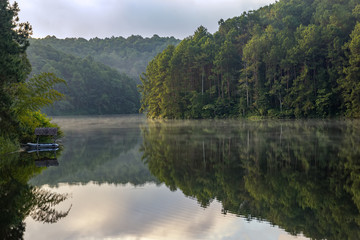 Sunrise at Pang-ung Lake, Pine Forest, Mae Hong Son,North of Thailand
