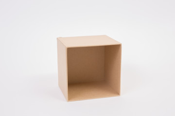 Brown paper box on white background