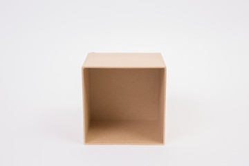 Brown paper box on white background