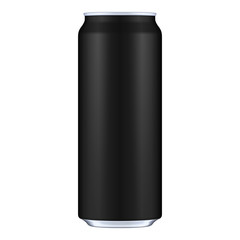 Black Metal Aluminum Beverage Drink Can 500ml. Mockup Template Ready For Your Design. Isolated On White Background. Product Packing. Vector EPS10 Product Packing Vector EPS10