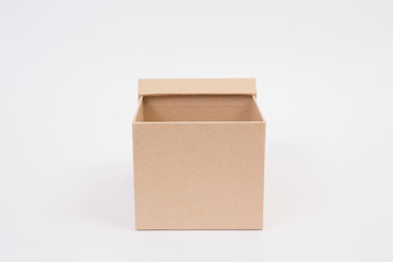 Brown paper box on white background