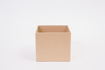 Brown paper box on white background
