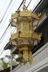 Golden lantern, street lighting at Lampang, Thailand.