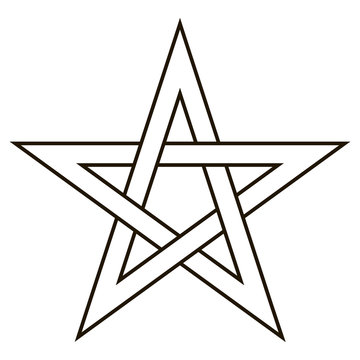 Pentagram five end star with weave sides, sector symbol dark forces