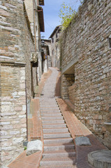 Fototapeta na wymiar Sidewalks of Assisi, Italy