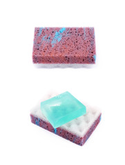 Purple bathing sponge isolated