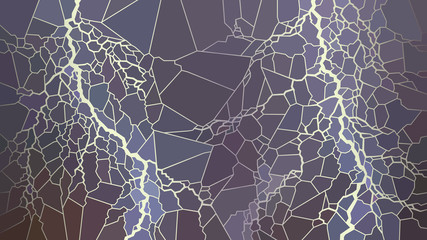 Vector horizontal illustration of lightning in the night sky.