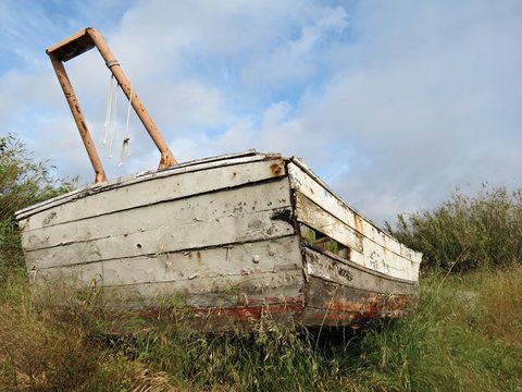 Barca abandonada en el campo / Abandoned boat on the field