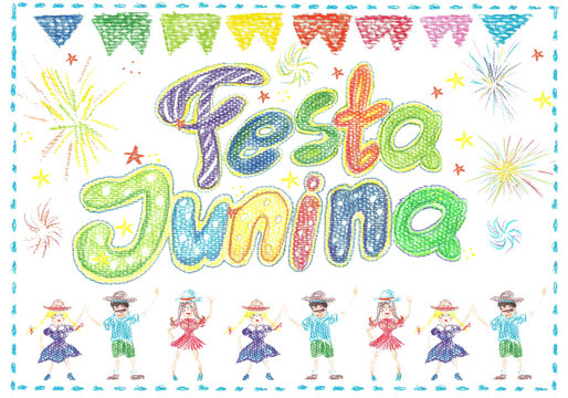 Watercolor Festa Junina Background Holiday.  Greeting Card.