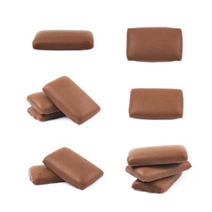 Flat chocolate candy isolated